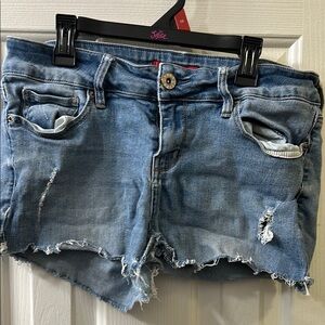Blue Distressed Denim Shorts